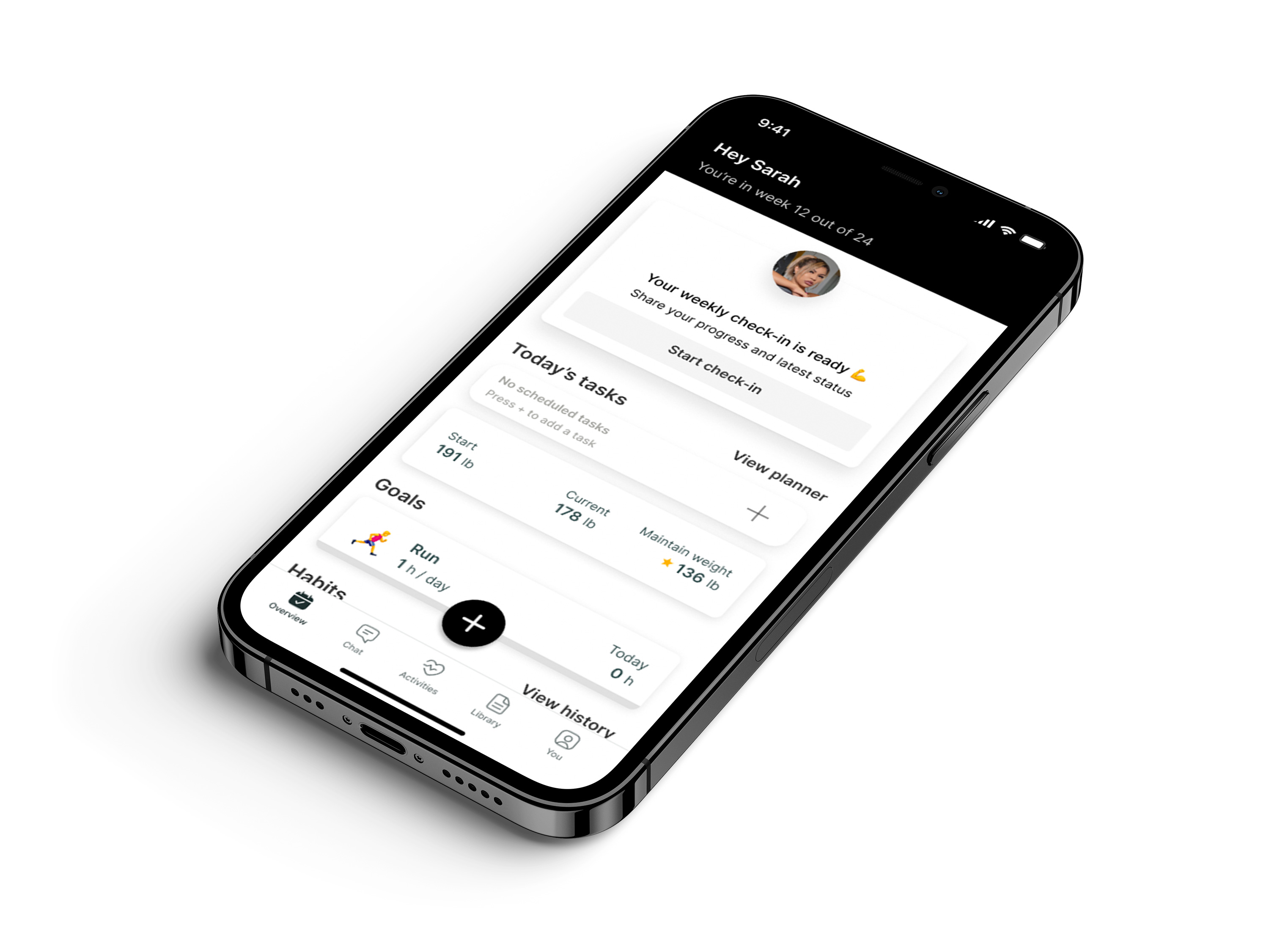 A mockup of the coaching app showcasing the features.
