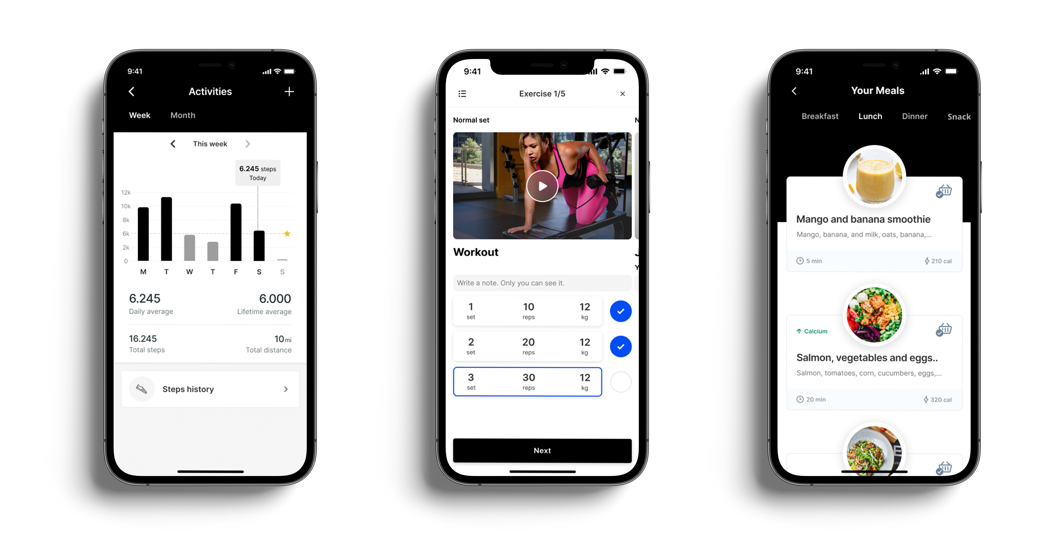 A mockup of the coaching app showcasing the different features.